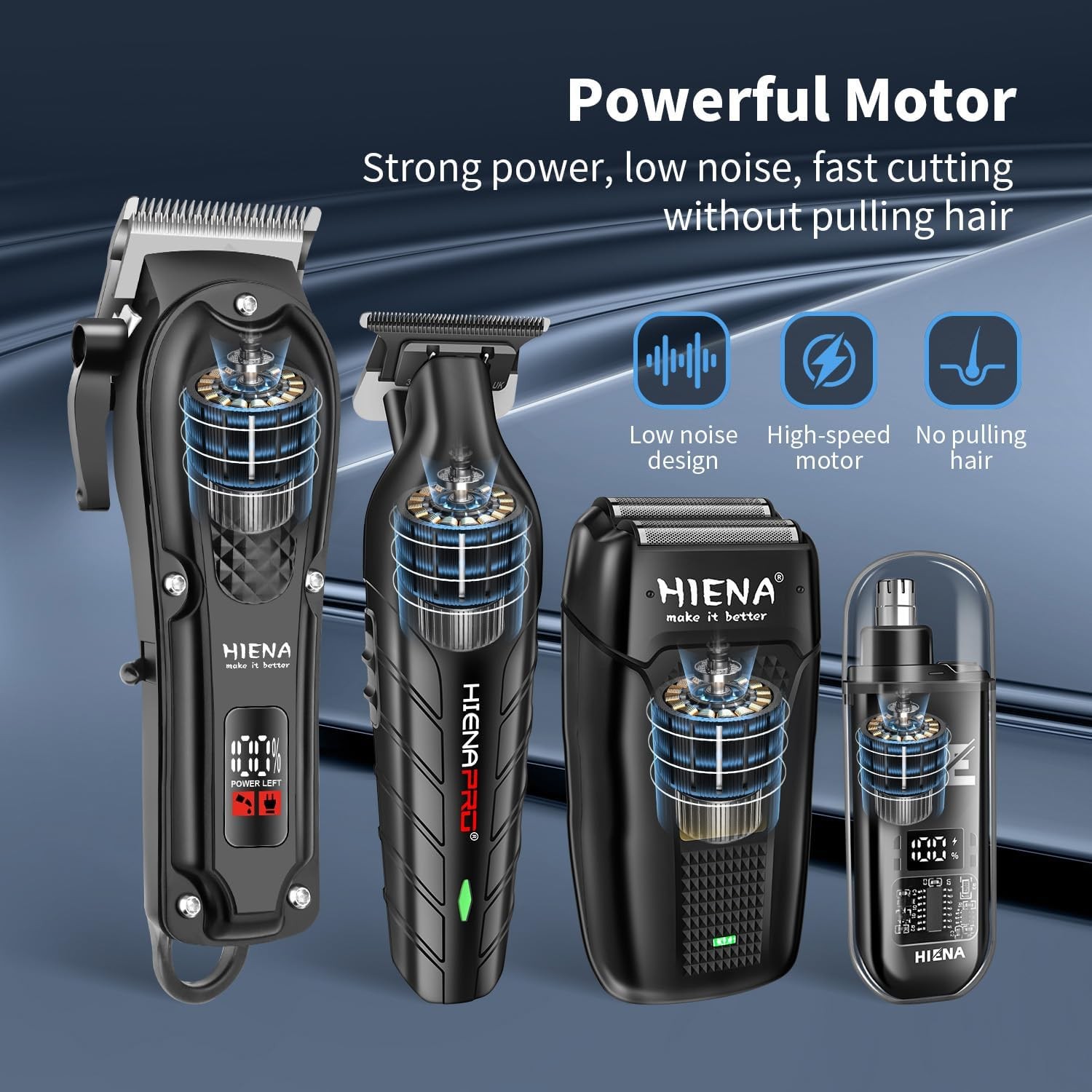 HIENA PRO Professional Hair Clipper Set for Men, Cordless Barber Clippers... 