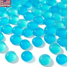 Light Blue Flat Glass Marbles 80-100pcs Decorative Vase Fillers Craft Supplies