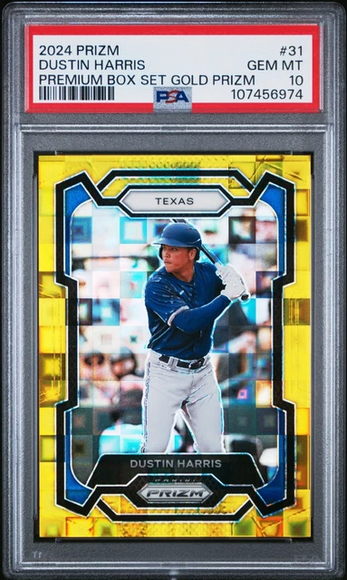 2024 Panini Prizm #31 Dustin Harris Premium Set Gold Prizm 1/4 PSA 10 Rangers