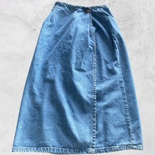 Made in the Shade Vintage Denim Wrap Skirt Blue Midi Size 7 USA Western Cottage