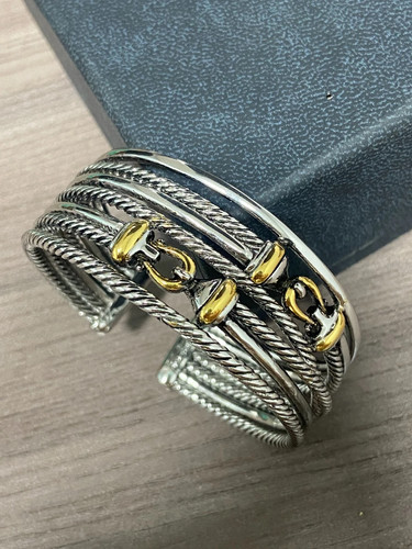 David Yurman 925 Sterling Silver Cable Buckle Crossover Bracelet