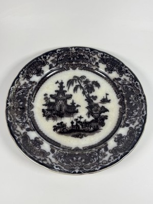 Antique Podmore Walker Corean Transferware 9'' Luncheon Plate Mulberry 1840's