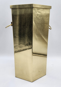 Vintage gold shiny brass Umbrella Stand 18" x 10" w/ Handles hexagon