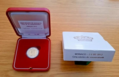 2 Euro Gedenkmünze Monaco 2012- "500. Jahrestag Gründung Monaco", PP, kpl. - Bild 1 von 4