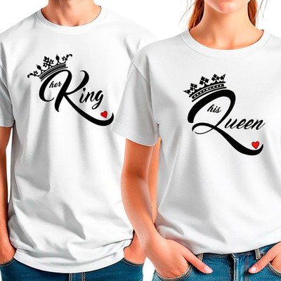 NWT KING QUEEN CROWN CUTE LOVE COUPLE MATCHING SHORT SLEEVE T-SHIRT