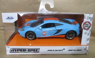 Jada Toys Hyper Spec Series Gulf Oil McLaren MP4.12C  1:32 Diecast Rubber Tires