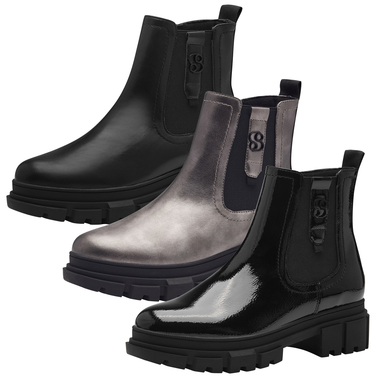 S.oliver Botines Mujer Plataforma Chelsea Botas Mate Charol Metálico 5-25402-41