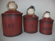 METAL SNOWMAN CANISTER SET