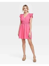 Women's Flutter Short Sleeve Dress - Universal Thread Full Bloom Pink XS NWT