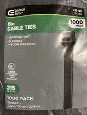 1,000 Pack 8” Cable Ties *Zip Ties* 21S UL Type (Commercial Electric)