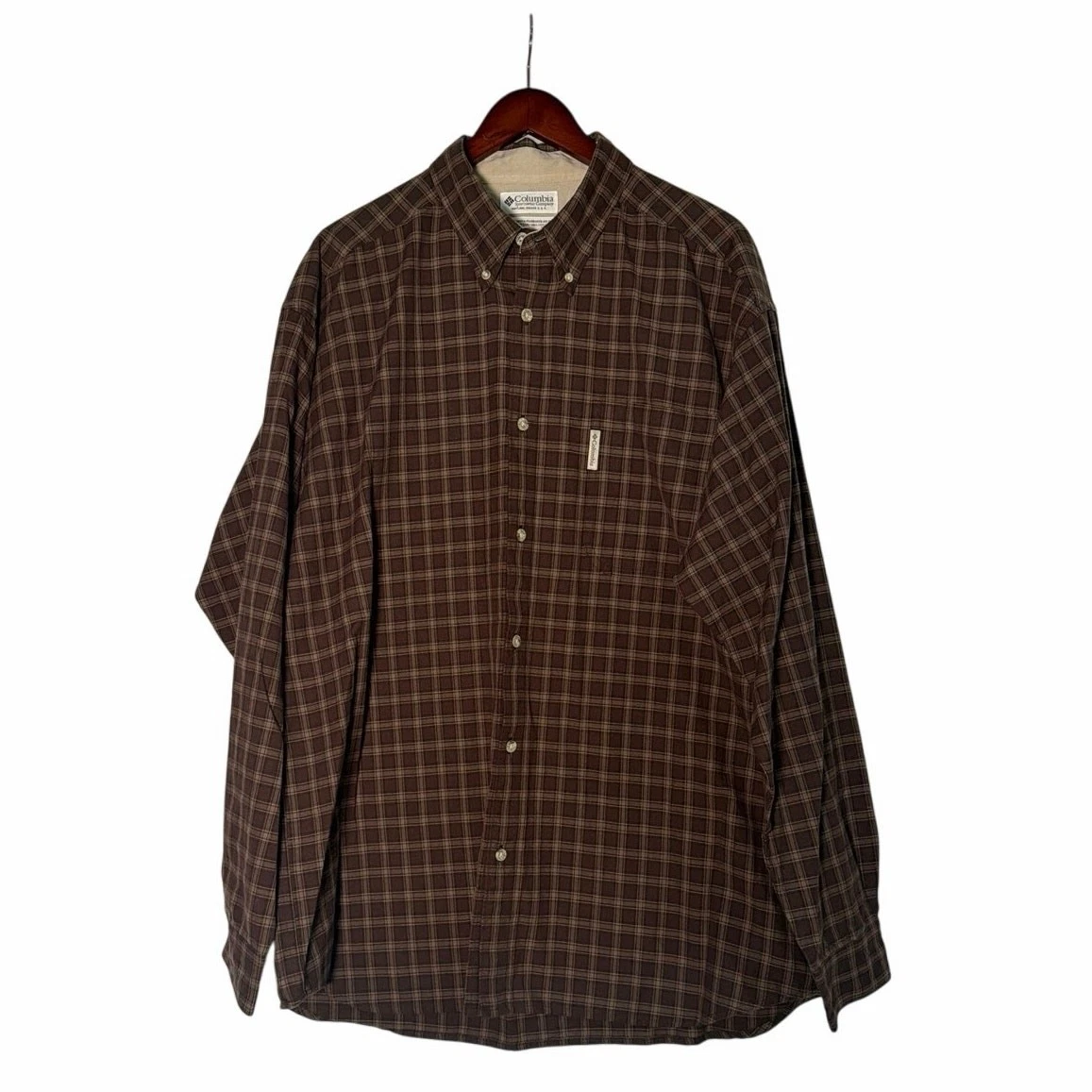 Columbia Shirt Mens Plaid XXL Brown Tartan LS Button-Up Casual Fall Hunting Camp