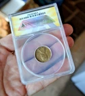 Vintage 1932 Lincoln Wheat Penny Coin Slab ANACS Graded AU50 Reverse Lamination