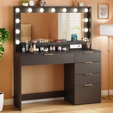 Makeup Vanity Desk with Mirror and Lights, 39.3in Vanity Desk with LED Lights