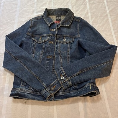 Lady Rose denim design floral embroidered button up jacket M