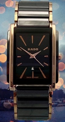 Refurbished Rado Integral ''Date'' Black Ceramic Quartz Watch Case Size 30 mm