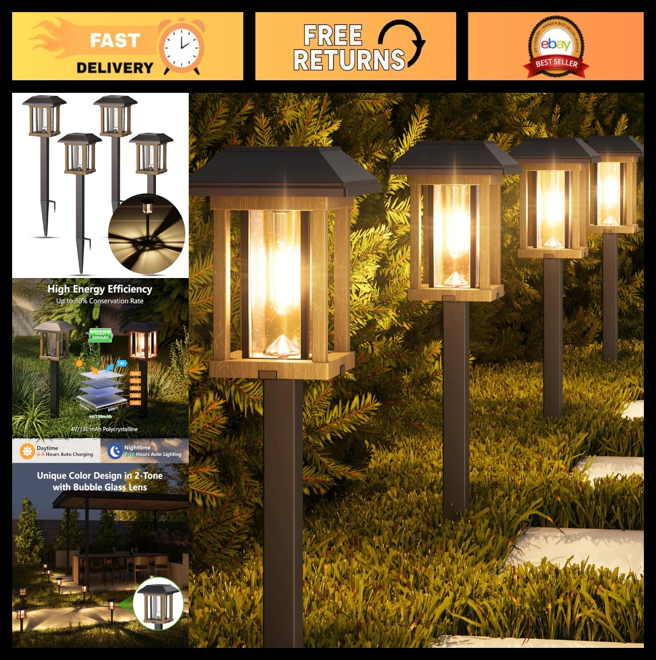 Solar Pathway Lights Outdoor - 25 LM LED Garden Lights, Waterproof Decorative Li