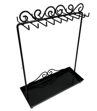 Black Metal Necklace/Bracelets Display Stand, Jewelry Organizer Rack - 20 Hooks