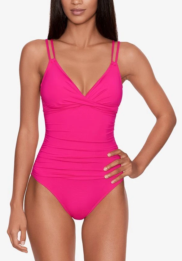 Ralph Lauren PASSIONFRUIT PINK Double Strap One Piece Swimsuit US