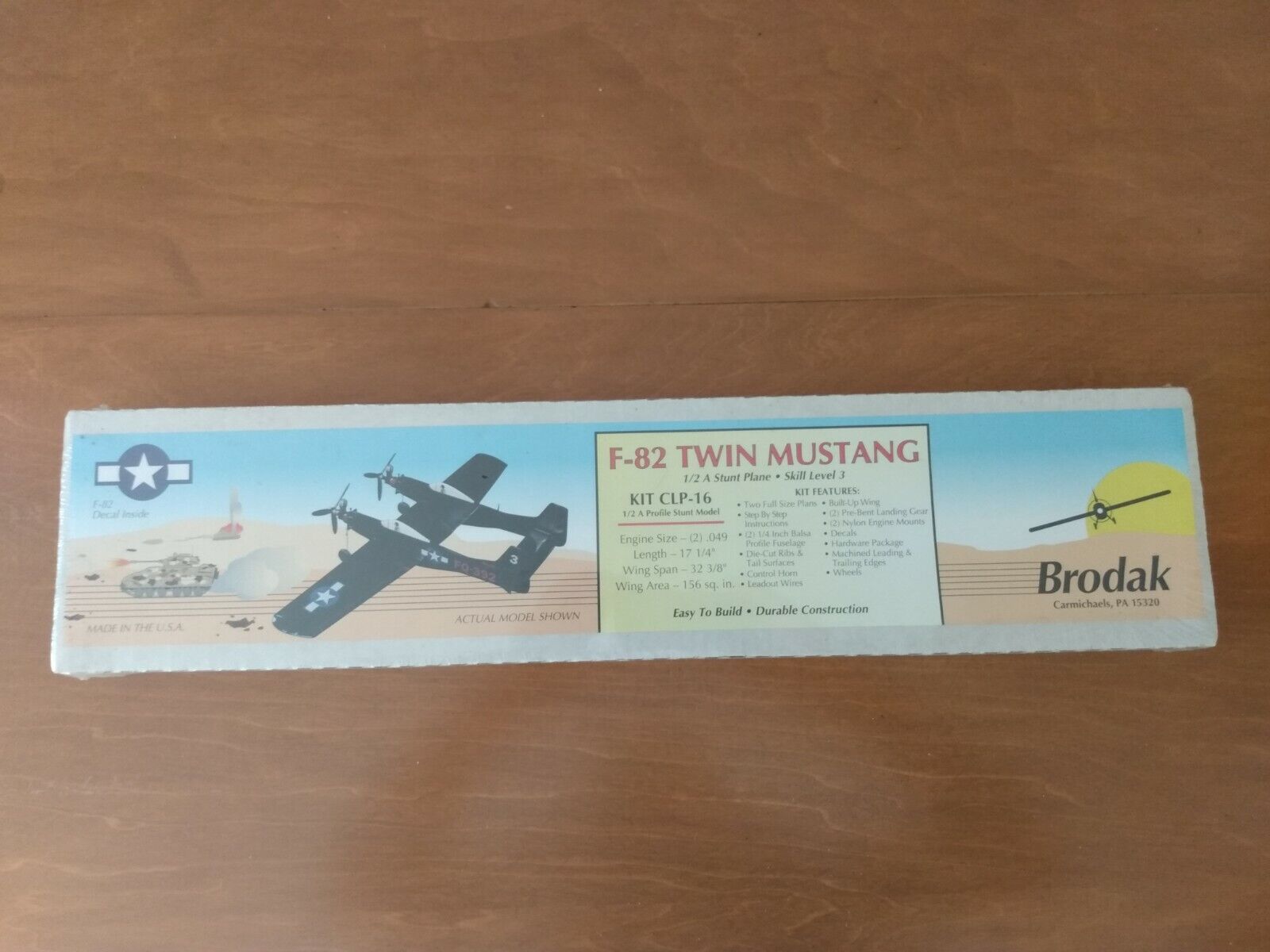 Brodak F-82 Twin Mustang 1/2 A Control Line Stunt Model Airplane Kit .049 NEW