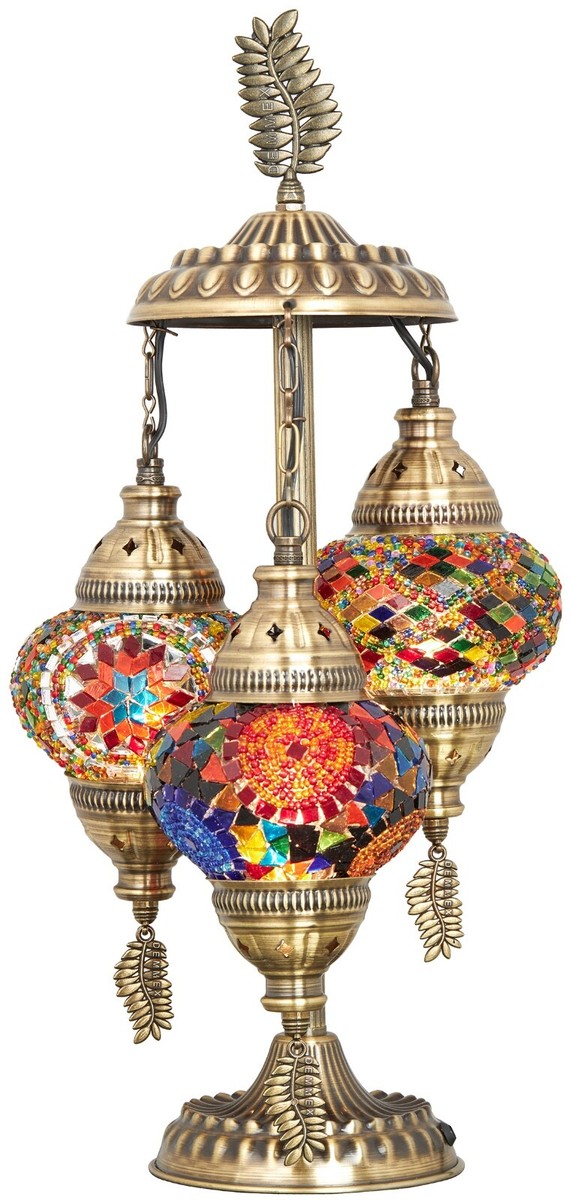 Vintage Turkish Mosaic Table Lamp – Colorful Bohemian Glass Night Light, USB Powered, Tri-Color Dimming, 4.7 Inch – Boho Decor For Bedroom, Parties, Halloween