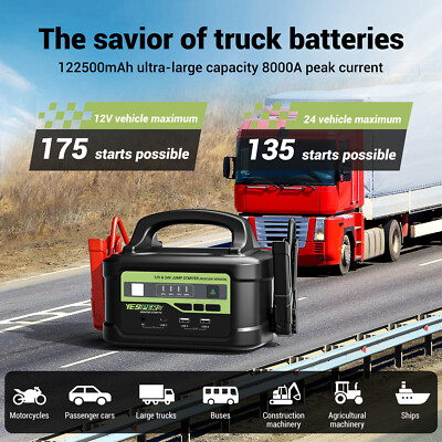 YESPER ジャンプスターター　122500mAh 8000A YESPER 12/24V Heavy Duty Jump Starter 8000A Emergency Battery