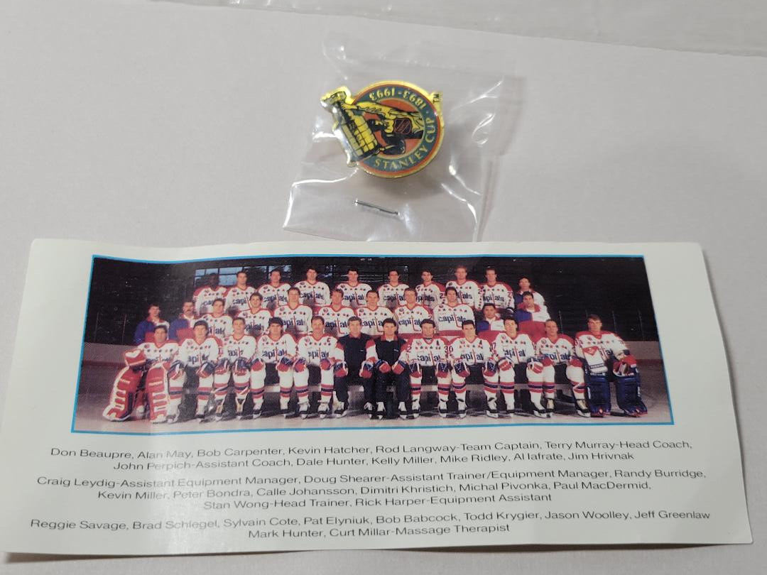 Stanley Cup 100th Anniversary 1893-1993 Pin and Washington Capitals Card NEW-image