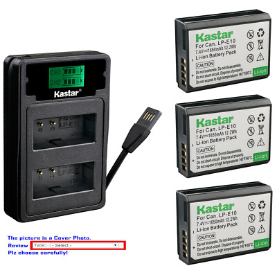 Kastar Battery LZD2 Charger for Canon LP-E10 LCE10N Canon EOS 2000D 3000D Camera