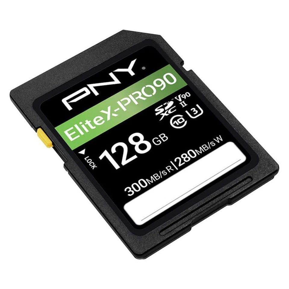 PNY 128GB Elite XPRO90 U3 V90 UHS-II SDXC Flash Memory Card - Image 2 of 4