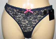 LADY PRINCESS - NEW - SIZE: LARGE - SHEER BLACK LACE  THONG  PANTY 