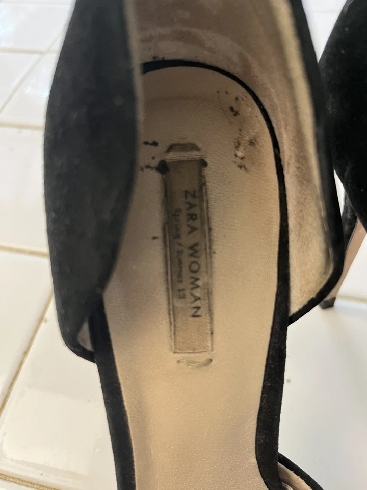 Zapatos de tacón alto de gamuza negros ZARA MUJER talla 40 EE. UU. 9 Foto 4 de 4