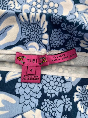 TIBI Mini Dress Women's 4 Blue/White Floral Spaghetti Strap Party & Cocktail - Picture 6 of 8