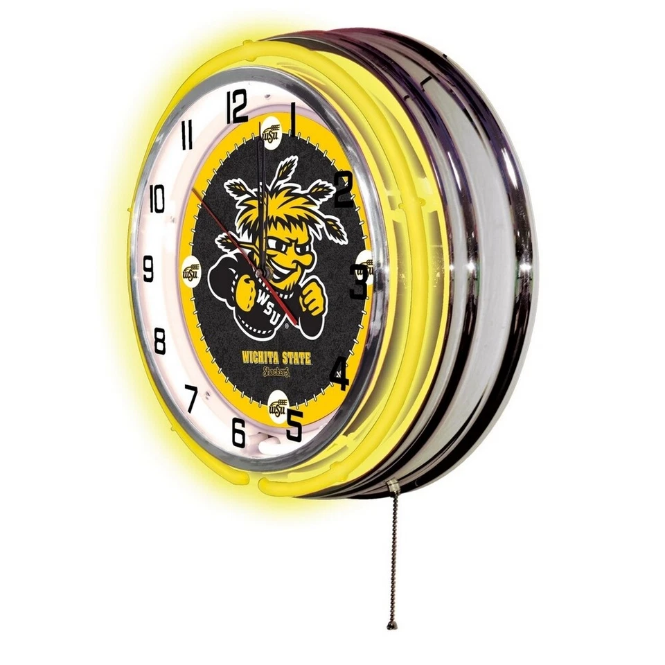 NCAA - Wichita State Double Neon Ring, Logo Clock College Team Logo - Image 3 of 4