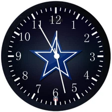 Cowboys Wall Clock Large 12" Black Frame Glass Face Non-Ticking E132