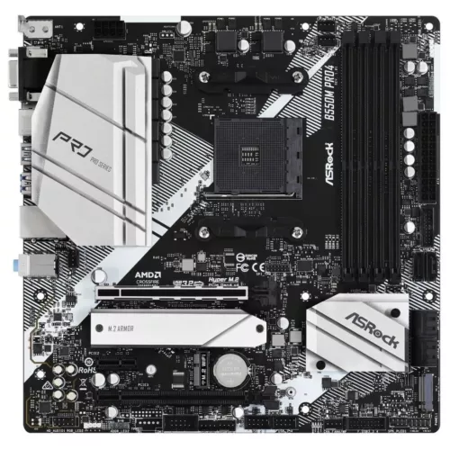 Asrock B550M PRO4, AMD B550, AM4, Micro ATX Motherboard, 4 DDR4, VGA, HDMI, DP,