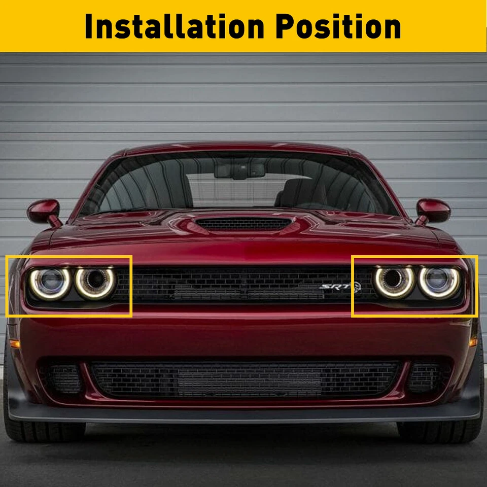 Juego de cubierta de embellecedor de lámpara bisel delantero derecho y faros para Dodge Challenger 2015-2021 Foto 3 de 4