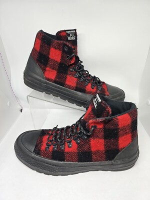 Converse X Woolrich All Star Unisex Sneaker Red And Black Wool Plaid M W 