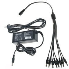 DC 12V 5A Power Adapter +8 Split Cable For Zosi CCTV Security Camera DVR Power