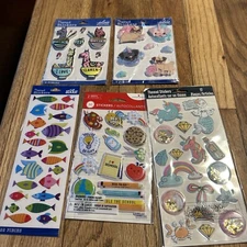 Themed Stickers Lot Of 5 Sheets Of 3D Stickers Total Of 84 StickersNEW