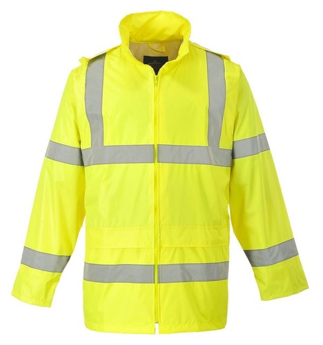 Portwest Jacket Hi Vis Rain Jacket Waterproof Hooded Safety Coat Lightweight UK - Picture 11 of 11