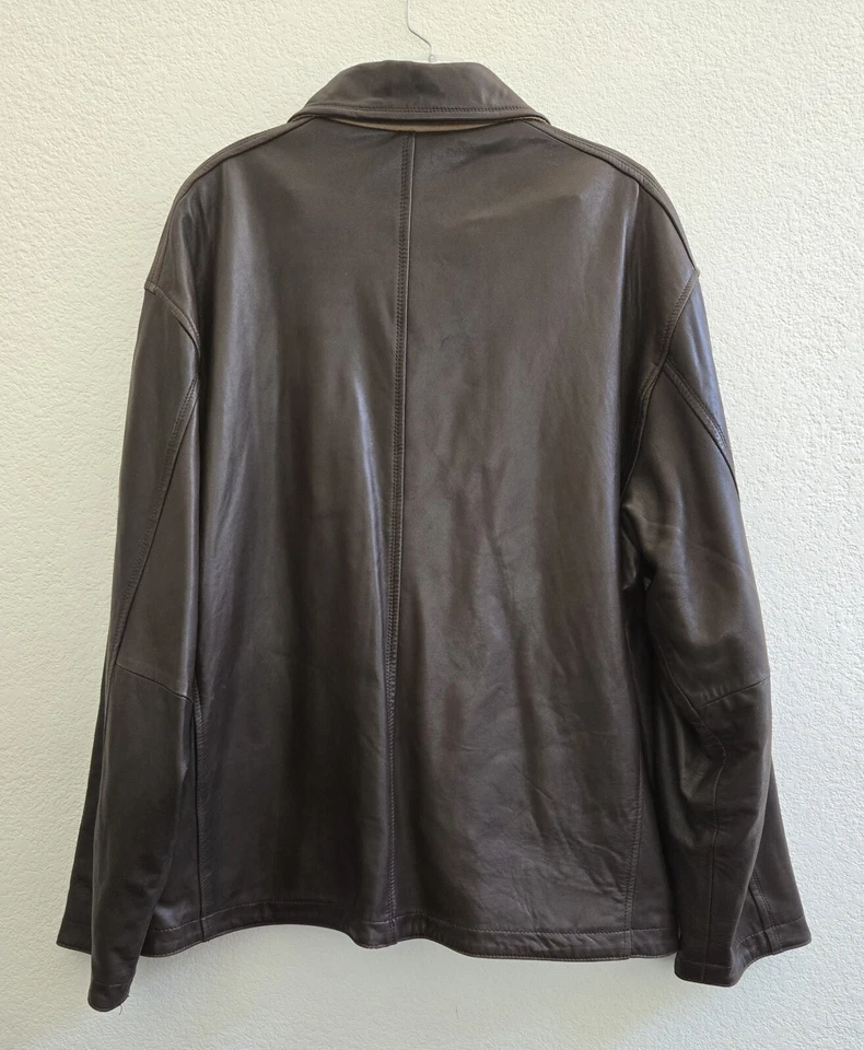 Chaqueta Impermeable Adulto L Marrón Beige Cuero Gamuza Reversible Cremallera Completa Abrigo Foto 2 de 4