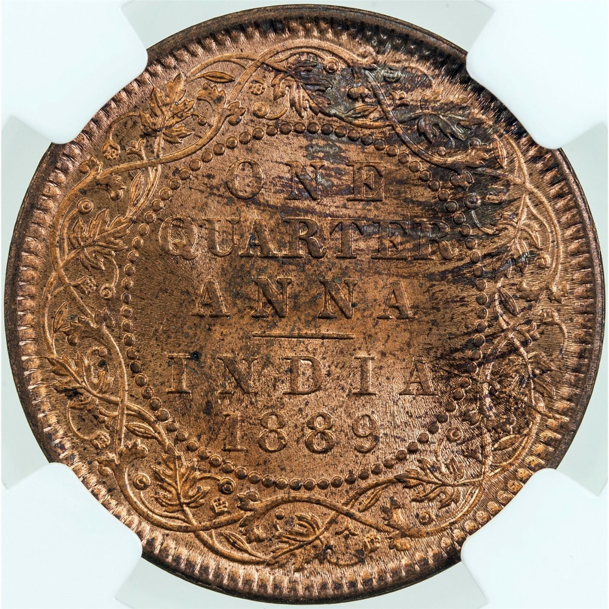INDIA - BRITISH , 1/4 ANNA 1889 C NGC MS 63 RB (SL) , RARE | eBay
