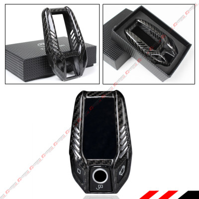 Luxury Black Carbon Fiber Style Cover Case For 2017-2019 BMW Touchscreen Display Key Fob – Remote Start Compatible