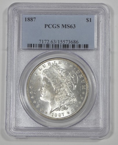 1887 Morgan Dollar CERTIFIED PCGS MS 63 Silver Dollar
