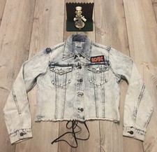 Ac/dc Women’s Jacket Size Small Lace Up Metal Acid Wash Blue Denim Jean New