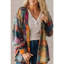 Oversized Colorblock Knit Cardigan