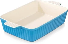 4.4 QT Baking Dish 9x13 Large Casserole Dish for Oven Ceramic Baking Pan Blue