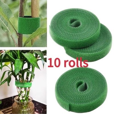 Loop Support Plant 1-10 Roll Tie Tape Plant Ties Hook & Loop Garden Supports Cane Bamboo ...