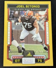 Joel Bitonio #214--Numbered 45/50--Gold Zone 2023 Panini Score--Cleveland Brown