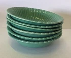 6 Stangl Colonial Green Coupe Soup Cereal Bowl Scallop Edge