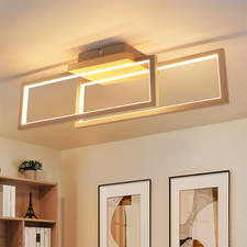 LED Deckenlampe Holz 24W 3000K 48cm Flur Küche Wohnzimmer Korridor Treppen